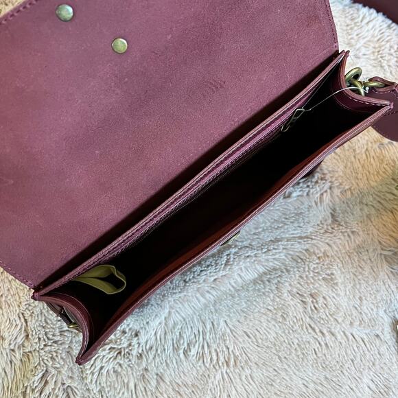 NWOT Lucky Brand Maya 100% Leather Ruby Wine Crossbody Purse - Picture 5 of 14